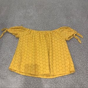 Mustered yellow off the shoulder shirt
